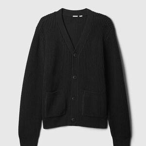 NWT! GAP Boys Relaxed Shaker Stitch Black Cardigan Sweater M/8